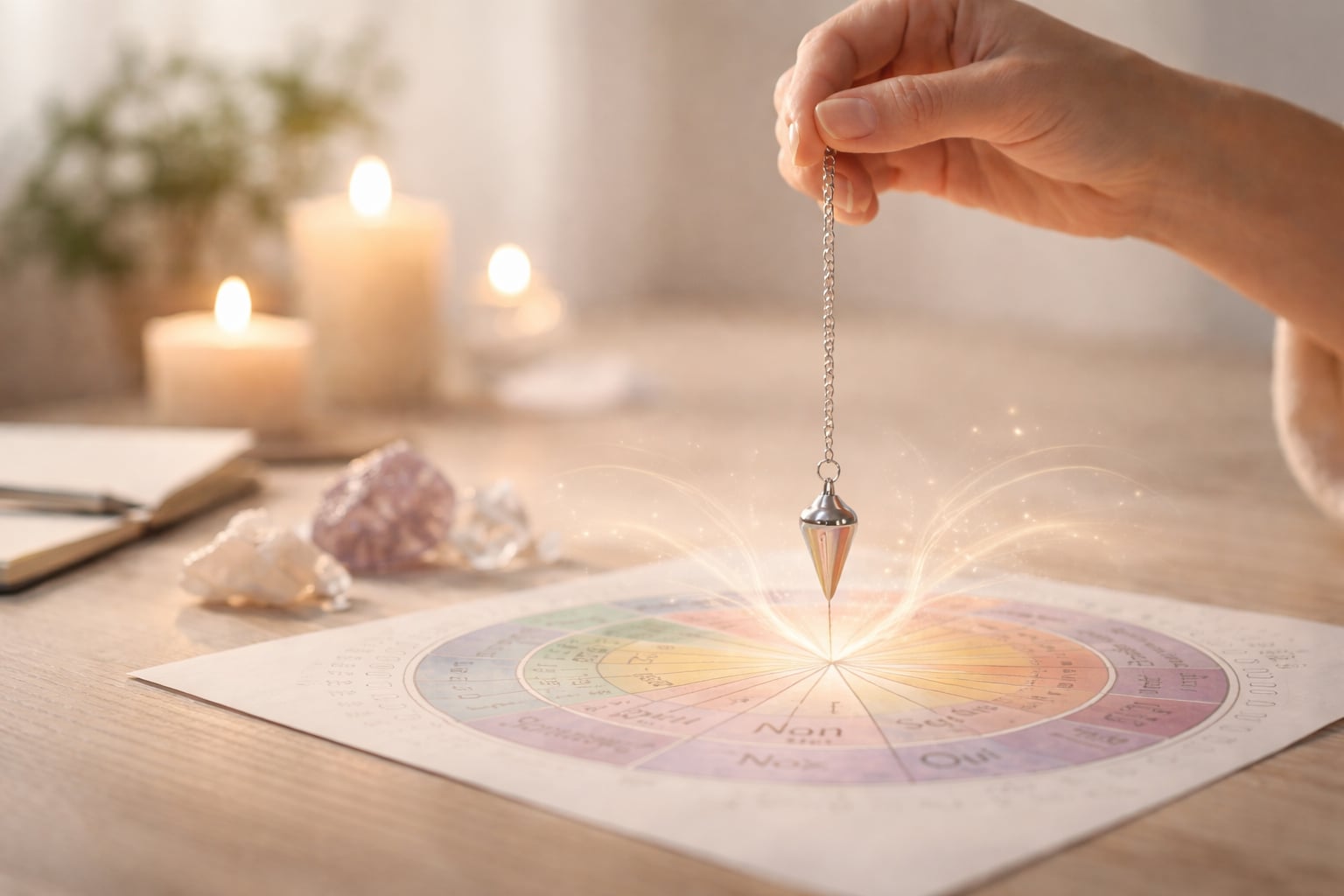 Séance de radiesthésie dans une ambiance douce et lumineuse